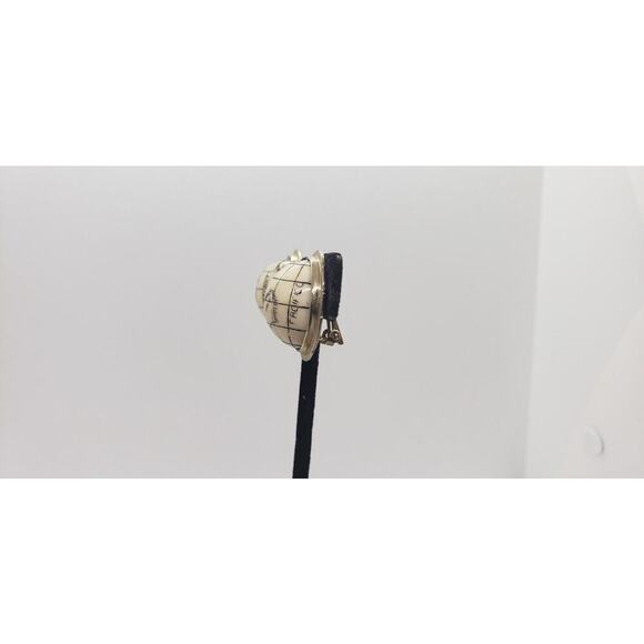 Vintage Earrings Clip 60s World Globe Travel Earth Souvenir Signed Marvella - Picture 4 of 10